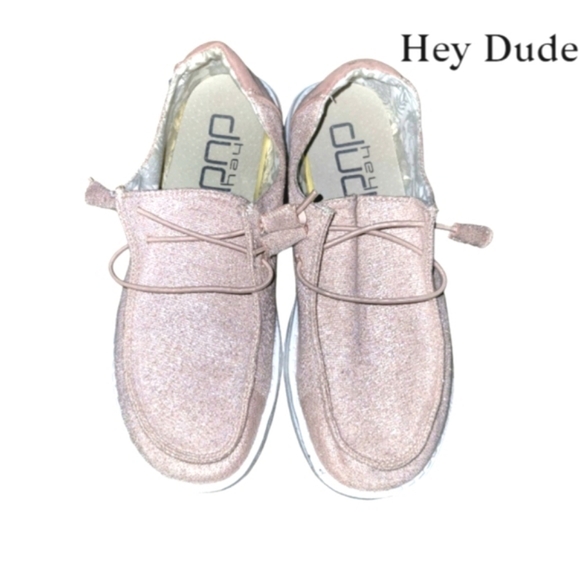 Hey Dudes Glitter Sparkle Pink Wendy Metallic Sneaker Tennis Loafer Shoe Women 7 - Picture 12 of 13